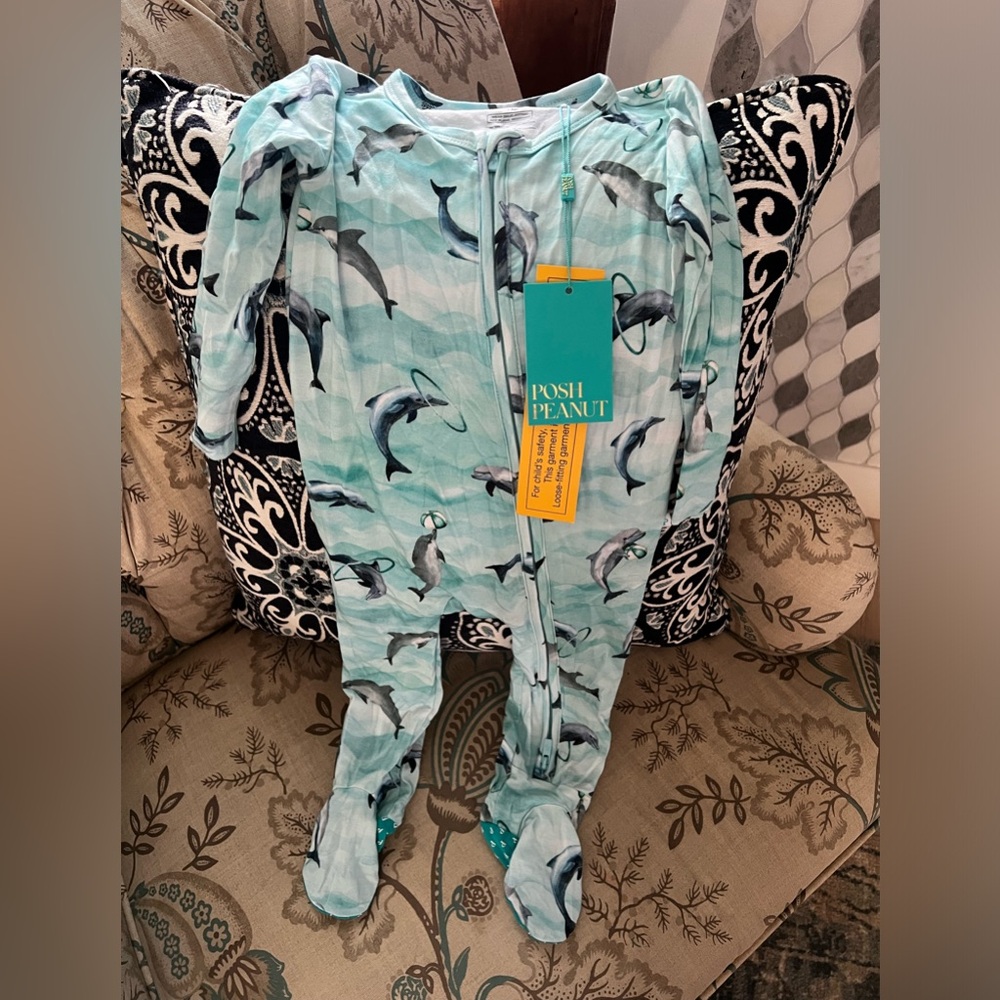 NWT posh peanut dolphin footie pajama - Picture 1 of 3